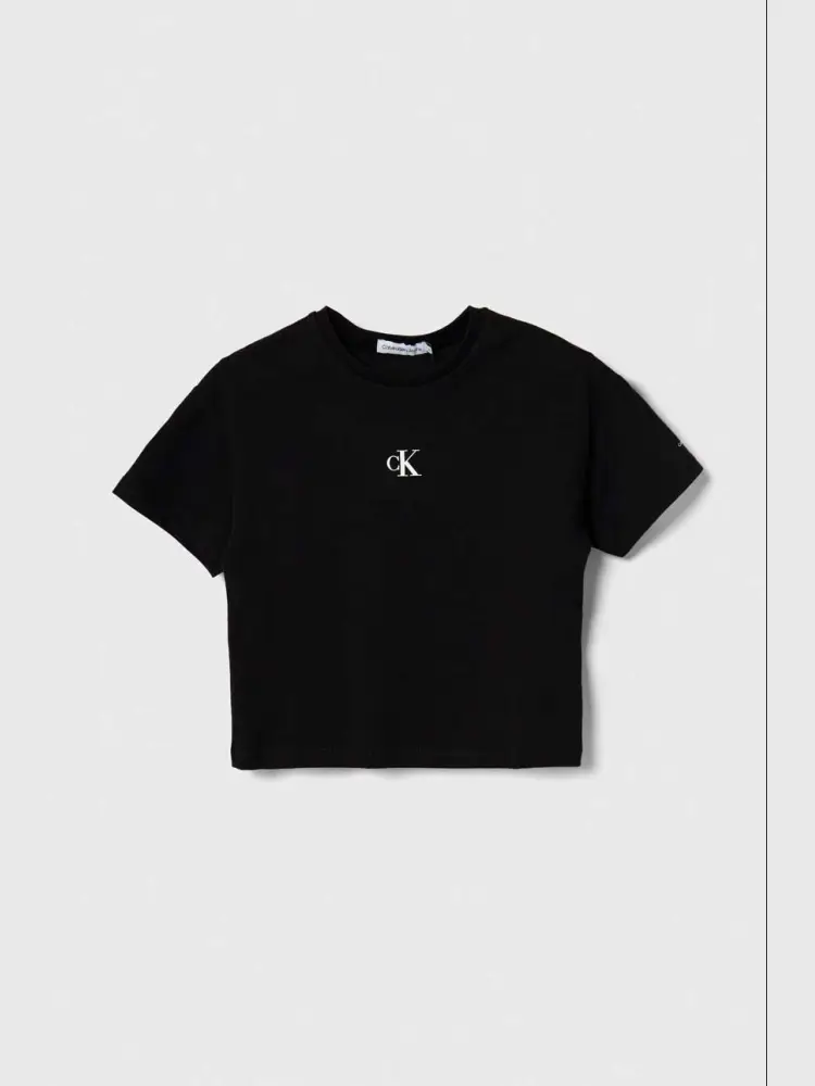 tshirt nera bambina in cotone logo a contrasto