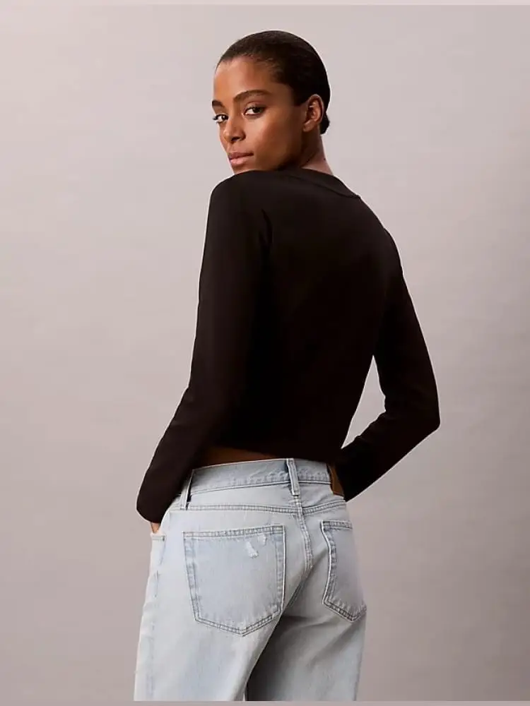 tshirt nera donna con logo miniatura 2