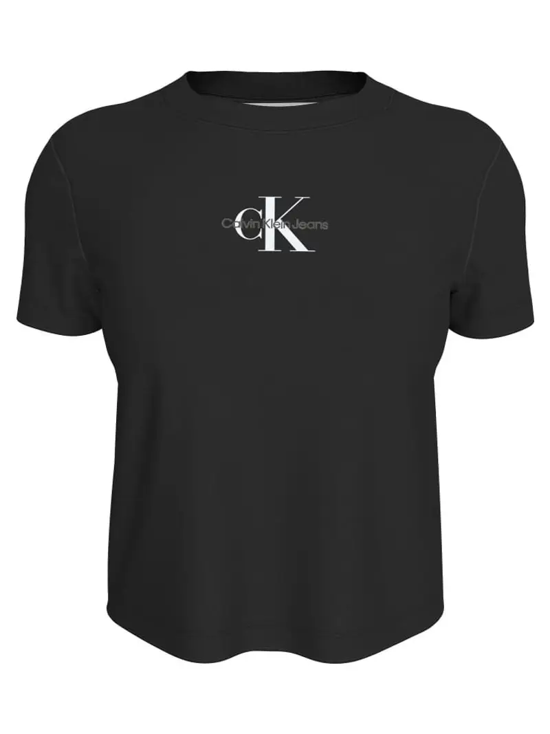 Calvin Klein tshirt nera donna in cotone maxi logo sul davanti