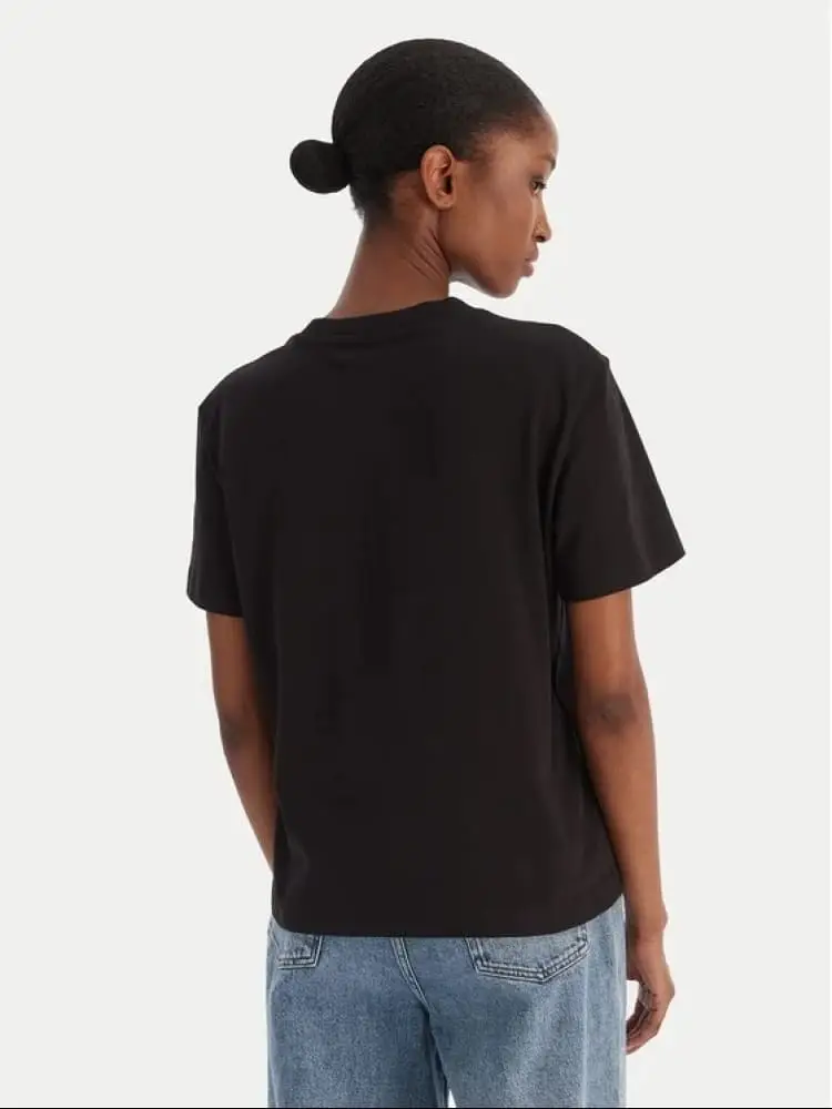 tshirt nera donna logo lettering miniatura 2