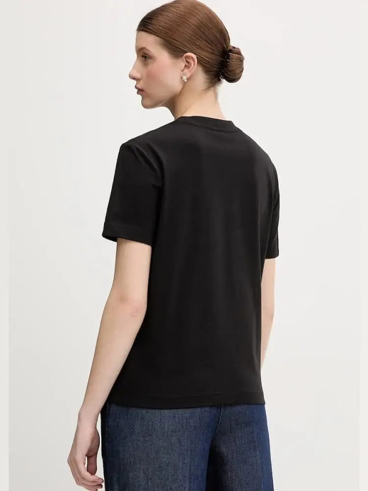 tshirt nera donna logo sul davanti miniatura 2