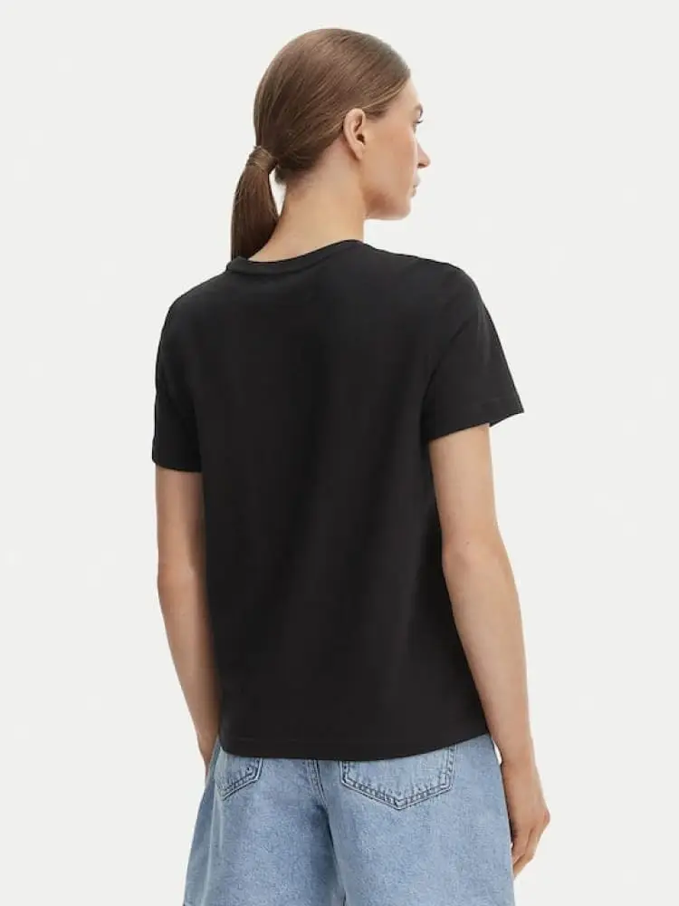 tshirt nera donna logo sul davanti miniatura 2