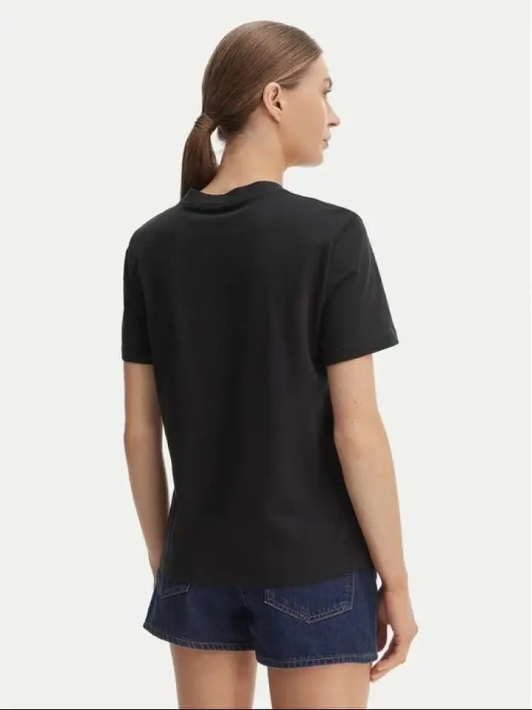 tshirt nera donna logo sul davanti miniatura 2