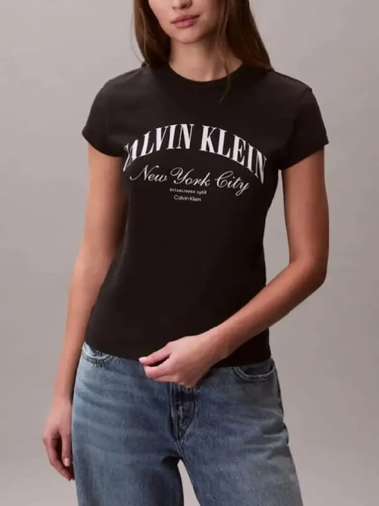 tshirt nera donna maxi logo