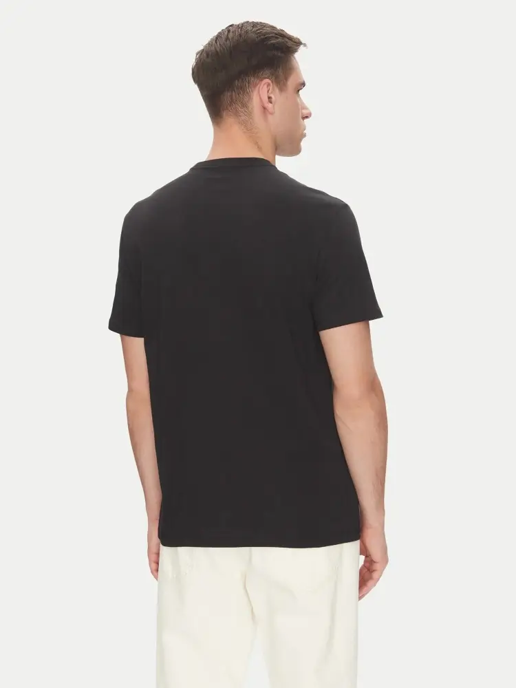 tshirt nera uomo in cotone logo lettering sul davanti miniatura 2