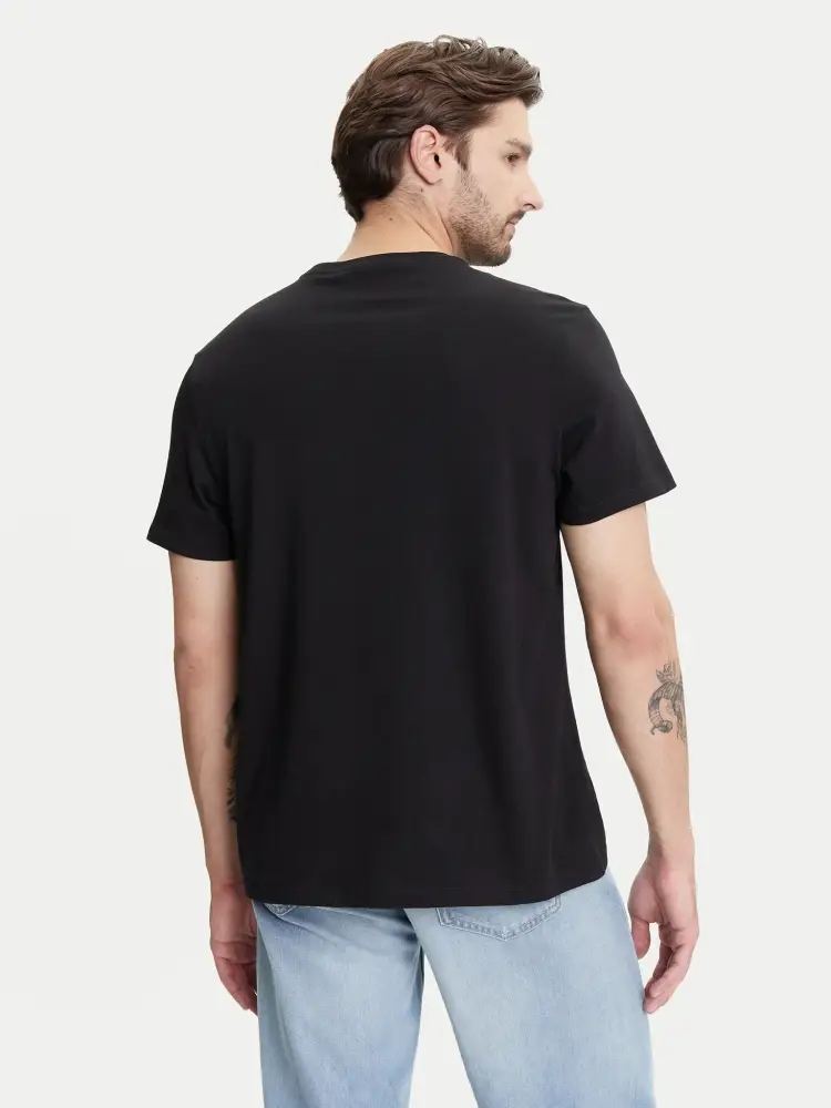 tshirt nera uomo in cotone logo tono su tono sul davanti miniatura 2
