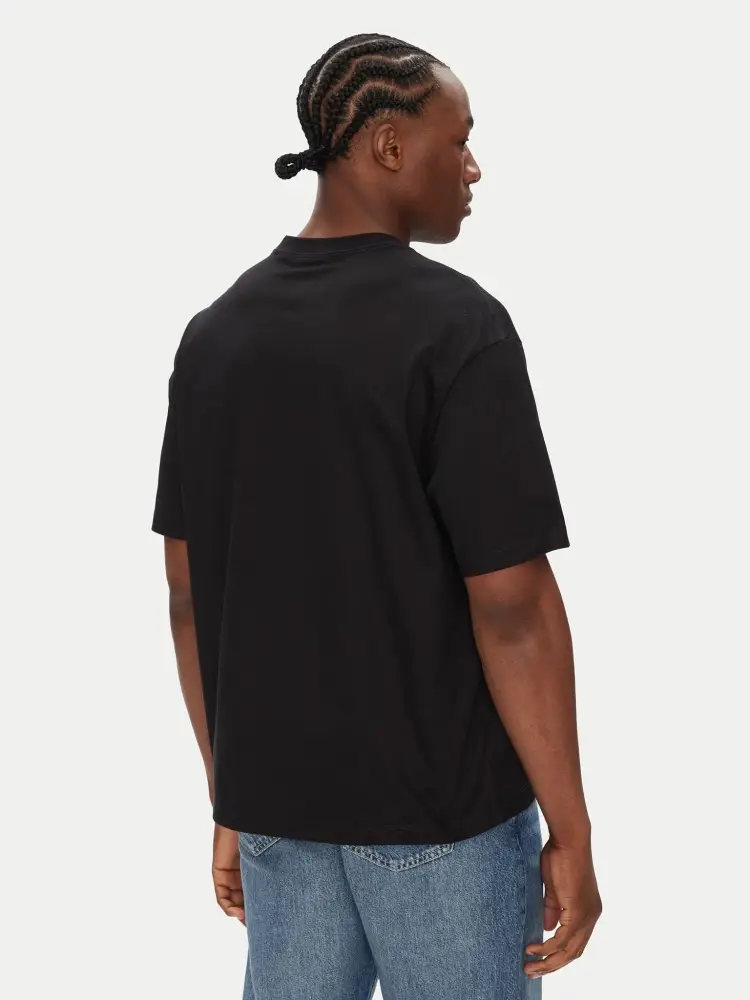 tshirt nera uomo in cotone maxi logo in rilievo sul davanti miniatura 2