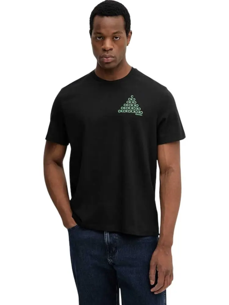 tshirt nera uomo in cotone maxi logo sul retro