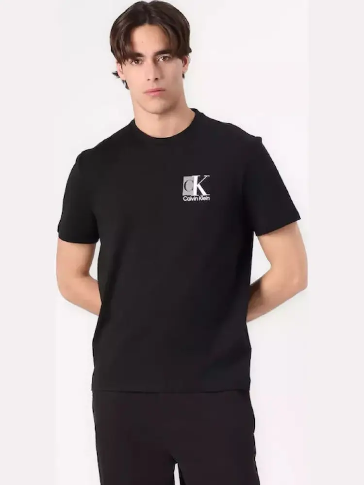 tshirt nera uomo in cotone maxi stampa logo sul retro miniatura 2