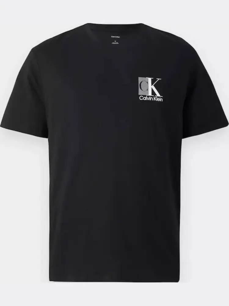 tshirt nera uomo in cotone maxi stampa logo sul retro