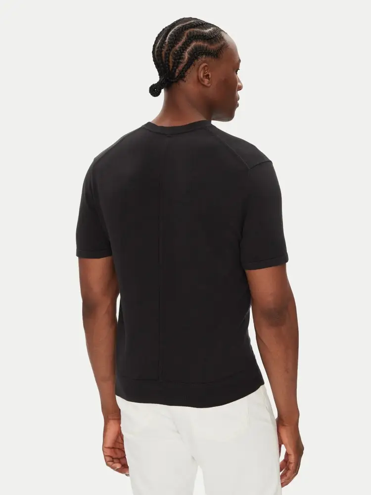 tshirt nera uomo in cotone micro logo sul petto miniatura 2