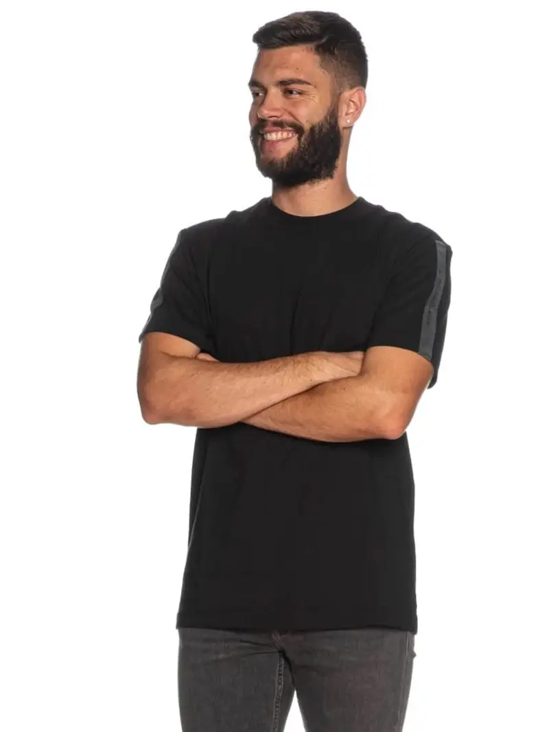 Calvin Klein tshirt nera uomo in cotone regular mini banda logo sulle spalle