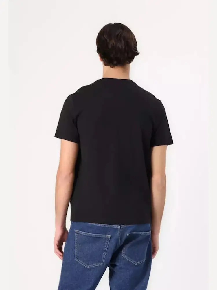 tshirt nera uomo in cotone stampa logo sul davanti miniatura 2