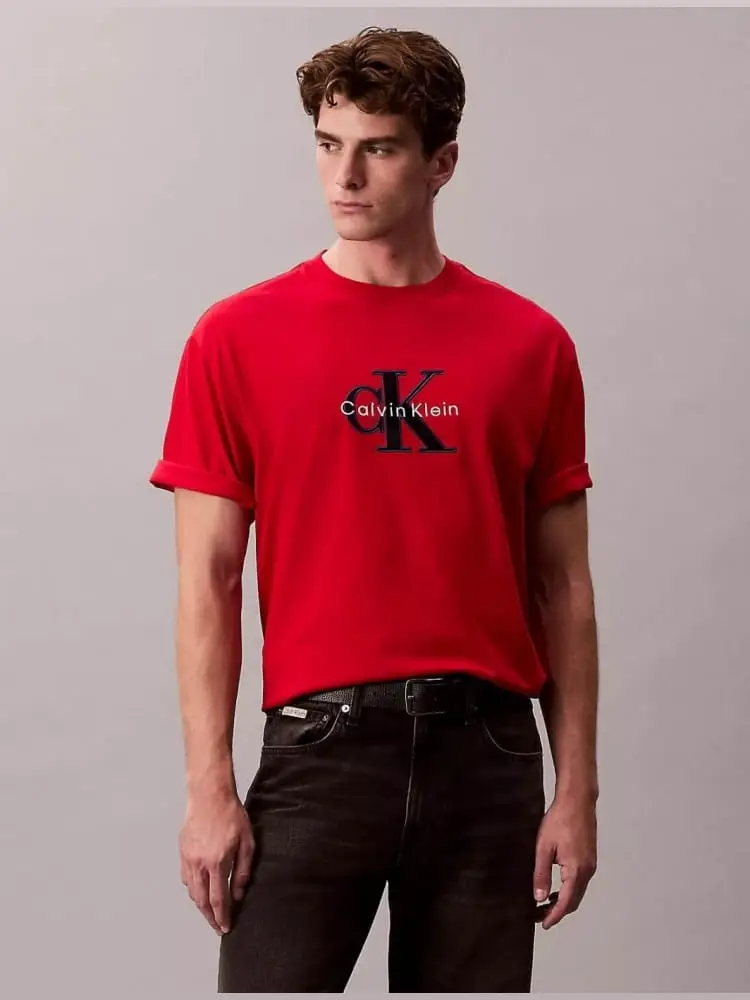 tshirt rossa uomo con logo