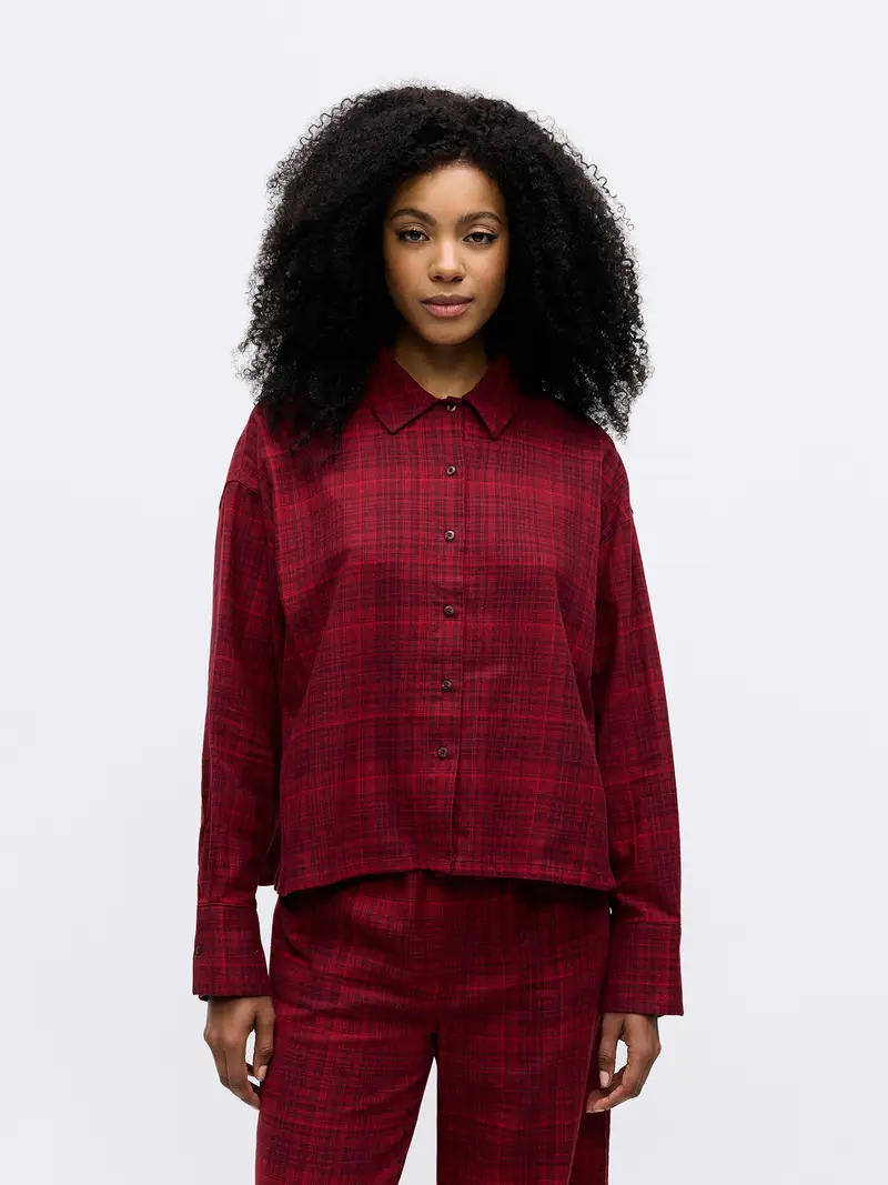 Camicia da notte rosso / borgogna miniatura 2