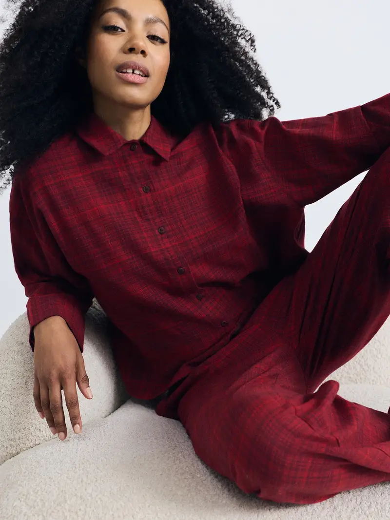 Camicia da notte rosso / borgogna miniatura 3