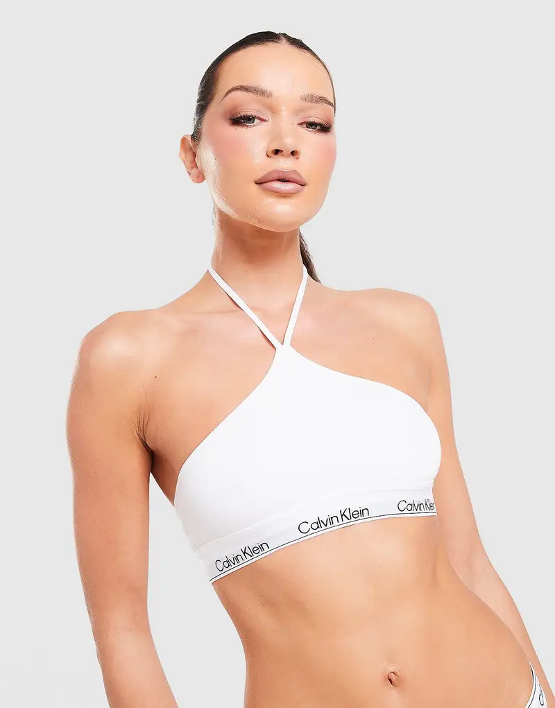 Icon Cotton Halter Bralette, bianco