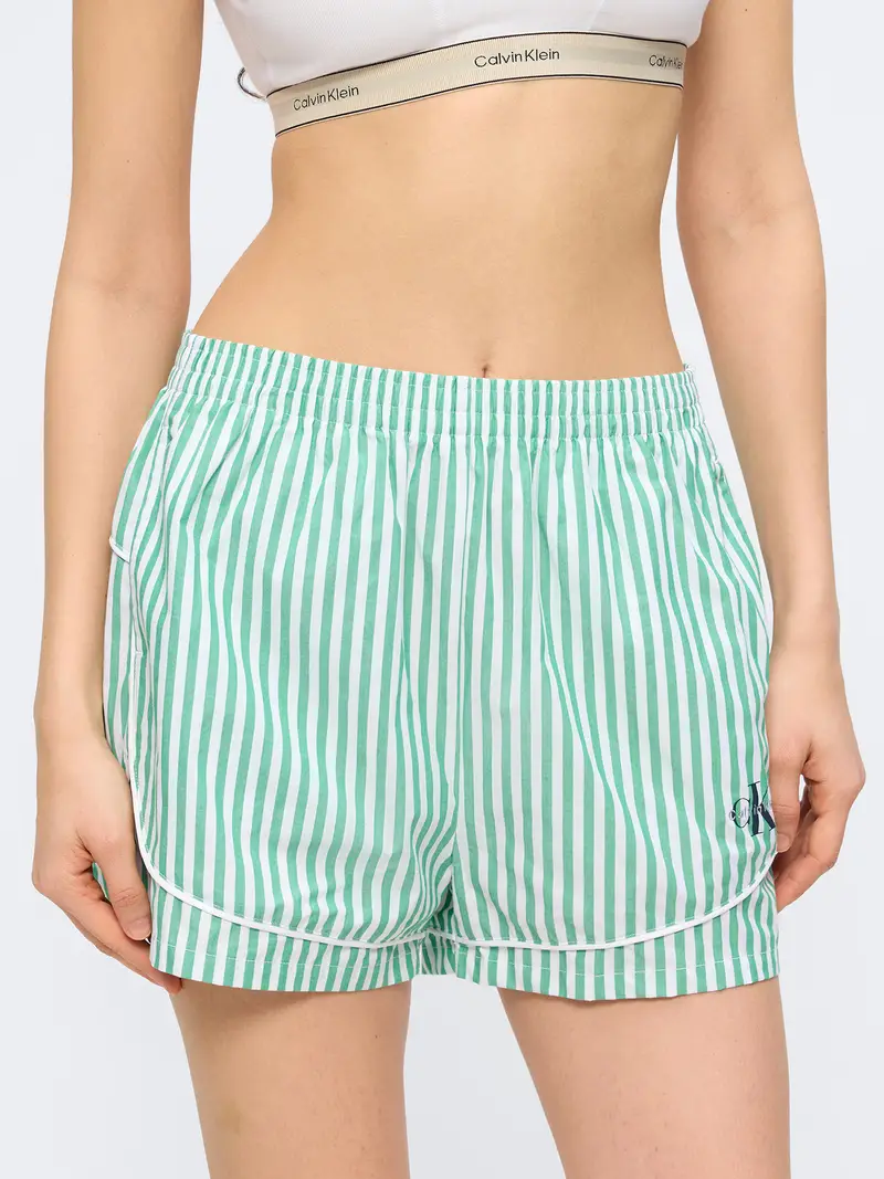 Pantaloncini da pigiama verde / bianco miniatura 2