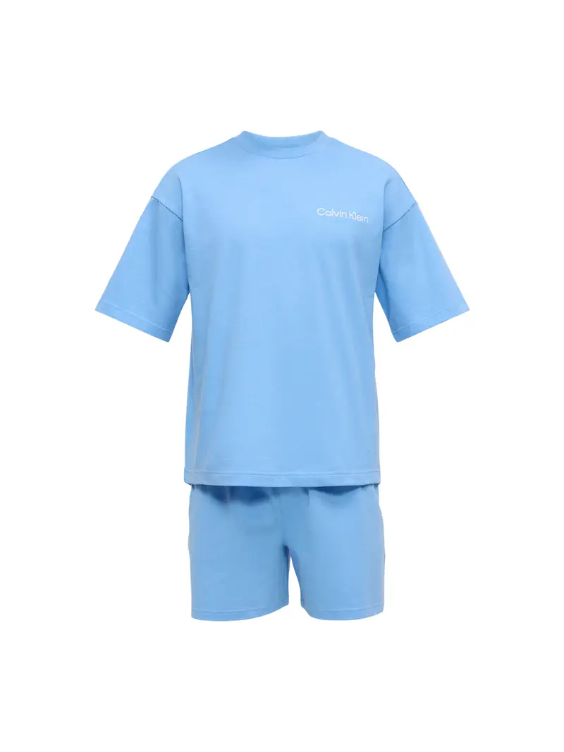 Pigiama corto blu cielo / bianco