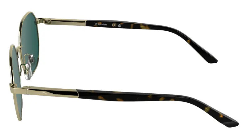 Unisex Calvin Klein CK25110S 717 Occhiali da sole Metallo Oro Verde / Petrolio Squadrata Normale miniatura 3