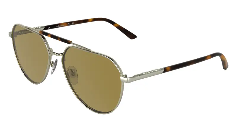Unisex Calvin Klein CK26100S 716 Occhiali da sole Metallo Oro Pilot Normale