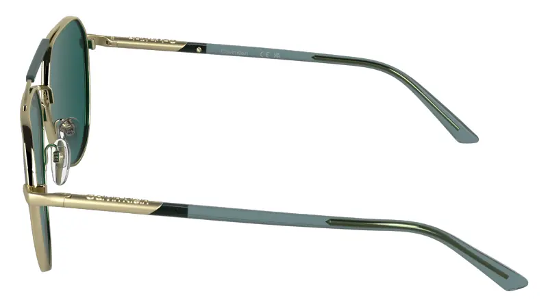 Unisex Calvin Klein CK26100S 717 Occhiali da sole Metallo Oro Verde / Petrolio Pilot Normale miniatura 3