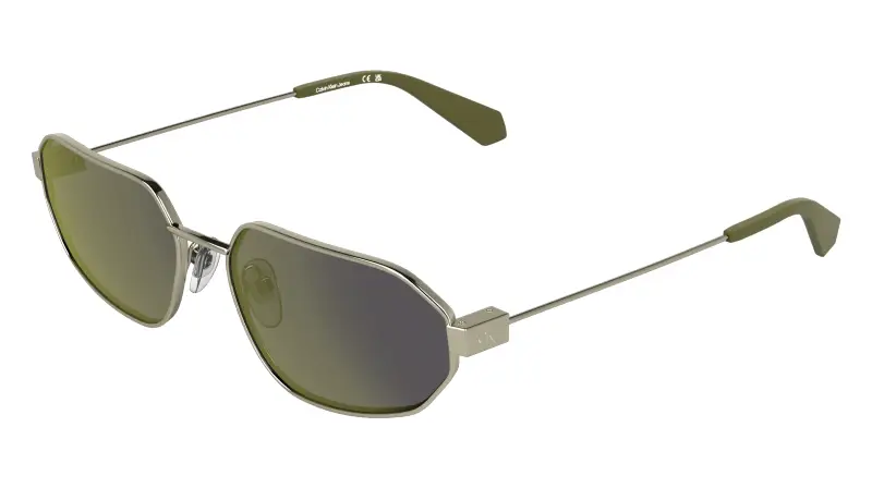 Unisex Calvin Klein CKJ26200S 717 Occhiali da sole Metallo Oro Verde Squadrata Normale