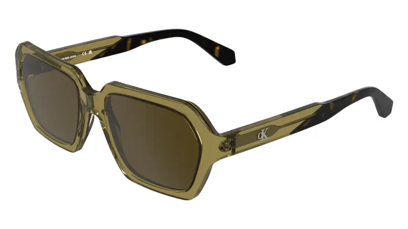 Unisex Calvin Klein CKJ26605S 213 Occhiali da sole Acetato Giallo Marrone Squadrata Normale