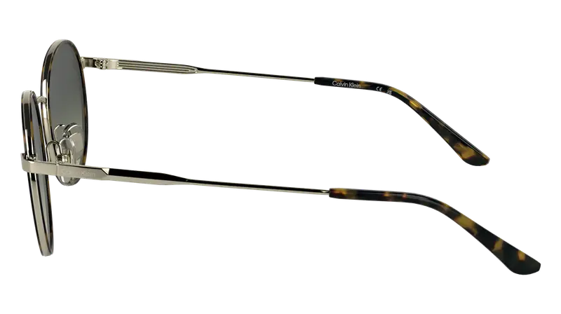 Calvin Klein Unisex CK25101S 235 Occhiali da sole Metallo Havana Marrone Rotonda Normale miniatura 2