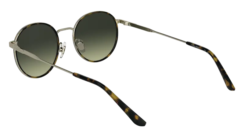 Calvin Klein Unisex CK25101S 235 Occhiali da sole Metallo Havana Marrone Rotonda Normale miniatura 3