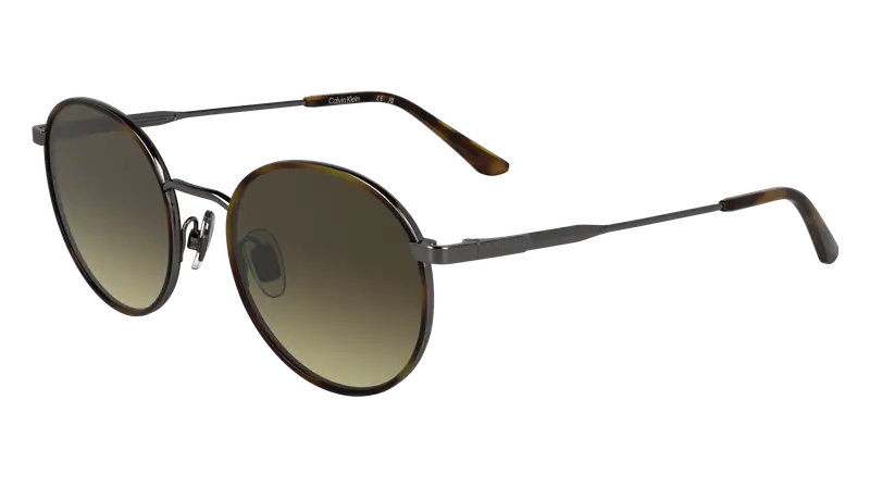 Calvin Klein Unisex CK25101S 240 Occhiali da sole Metallo Havana Rotonda Normale