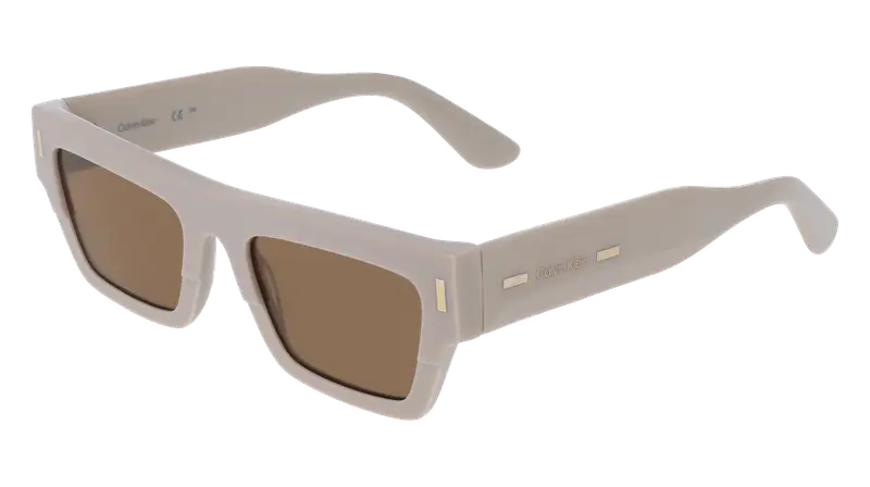 Calvin Klein Unisex CK25510S 209 Occhiali da sole Acetato Beige Marrone Squadrata Normale