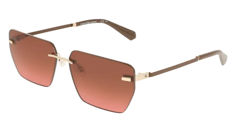 Calvin Klein Unisex CKJ25207S 725 Occhiali da sole Metallo Oro Marrone Squadrata Normale Sfumato