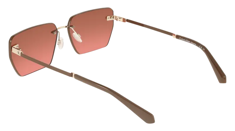 Calvin Klein Unisex CKJ25207S 725 Occhiali da sole Metallo Oro Marrone Squadrata Normale Sfumato miniatura 3