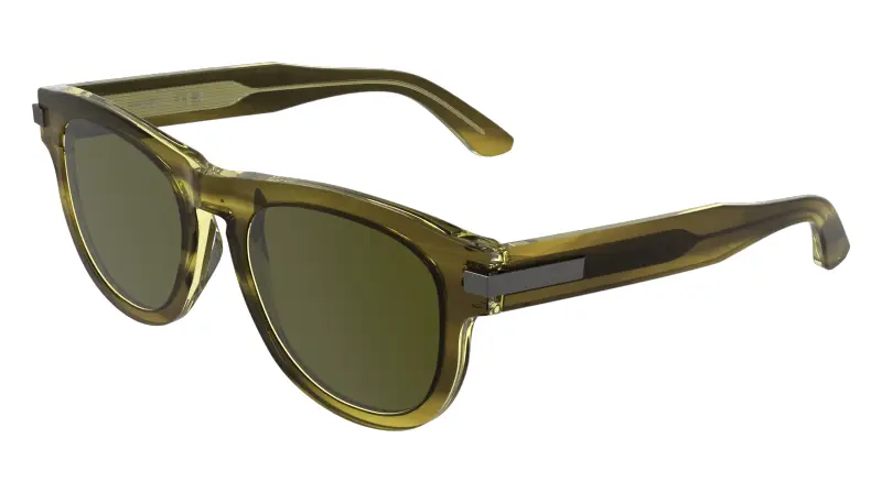 Uomo Calvin Klein CK25532S 317 Occhiali da sole Acetato Verde Verde Pilot Normale