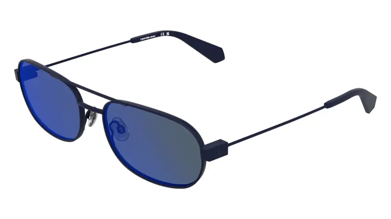 Uomo Calvin Klein CKJ26202S 400 Occhiali da sole Metallo Blu Rotonda Normale