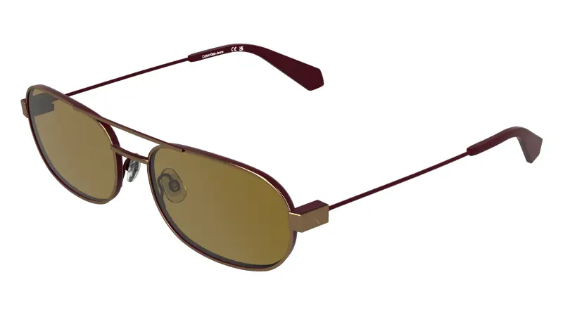 Uomo Calvin Klein CKJ26202S 705 Occhiali da sole Metallo Marrone Marrone Rotonda Normale