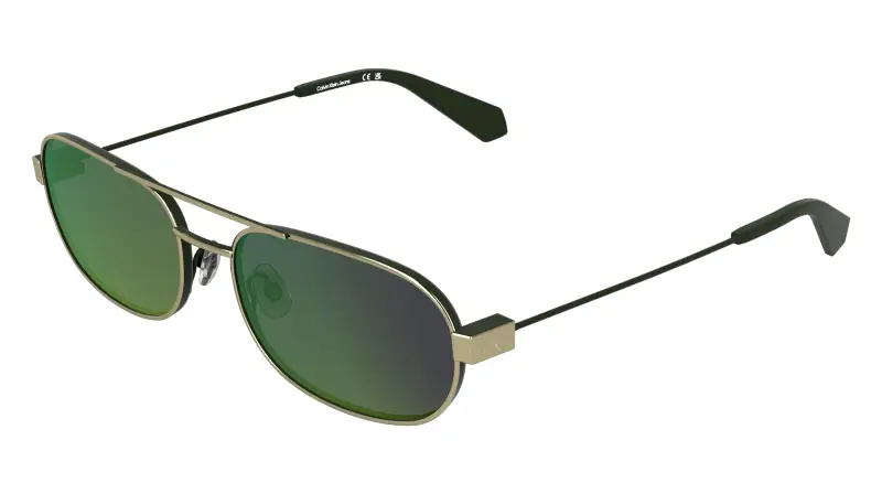 Uomo Calvin Klein CKJ26202S 720 Occhiali da sole Metallo Oro Rotonda Normale