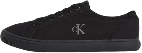Calvin Klein Uomo Sneakers Vulcanizzate Canvas Profilo Basso, Nero (Triple Black), 40 EU