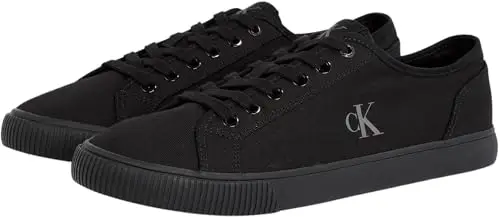 Calvin Klein Uomo Sneakers Vulcanizzate Canvas Profilo Basso, Nero (Triple Black), 40 EU miniatura 3