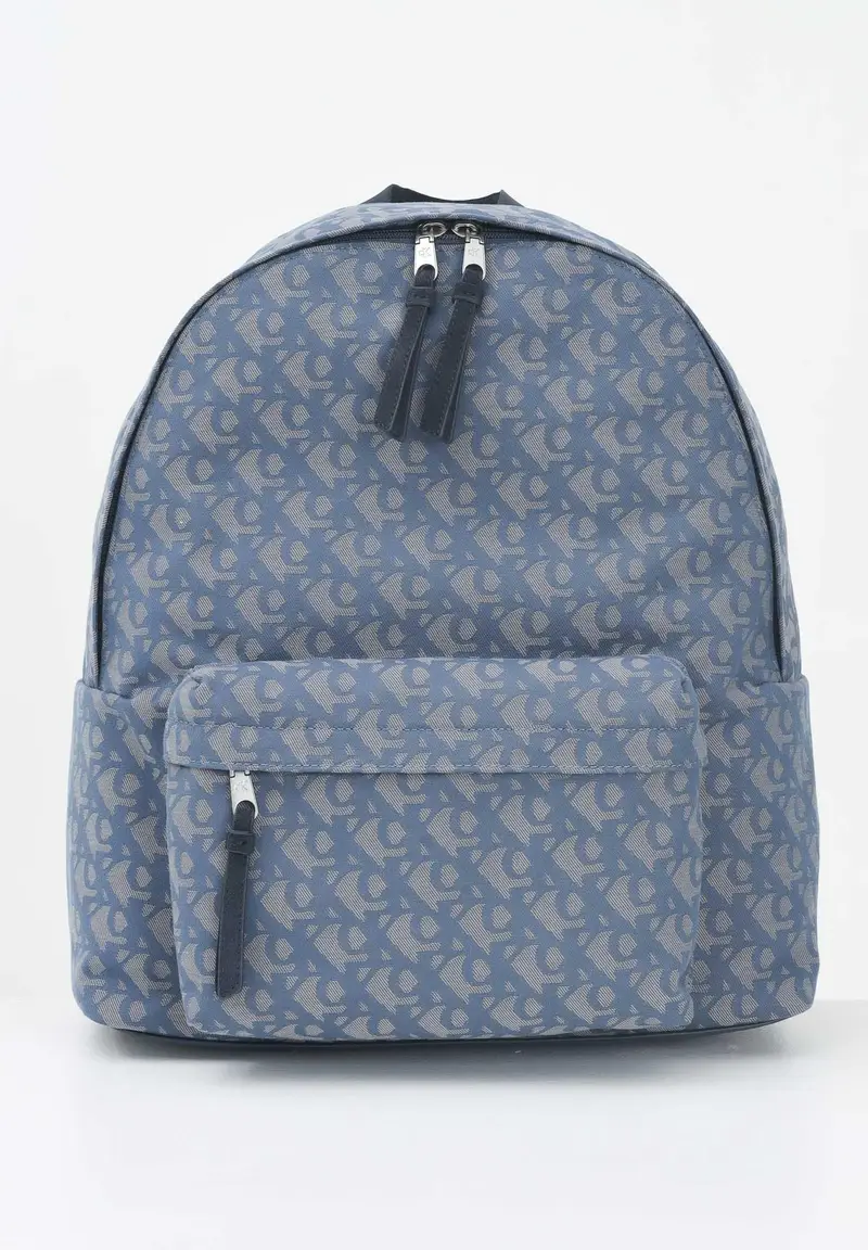 CALVIN KLEIN Zaino blu da uomo in tessuto jacquard con monogramma