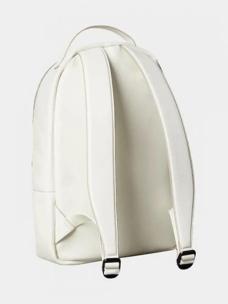 zaino crema donna in ecopelle logo sul davanti miniatura 2