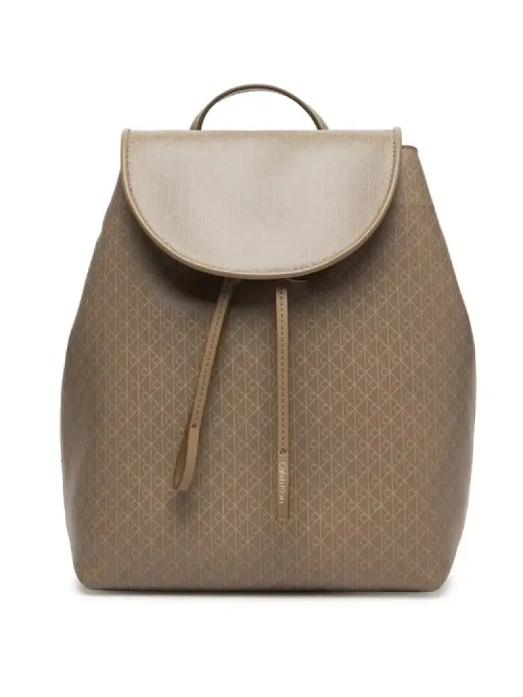 zaino donna beige con logo all over