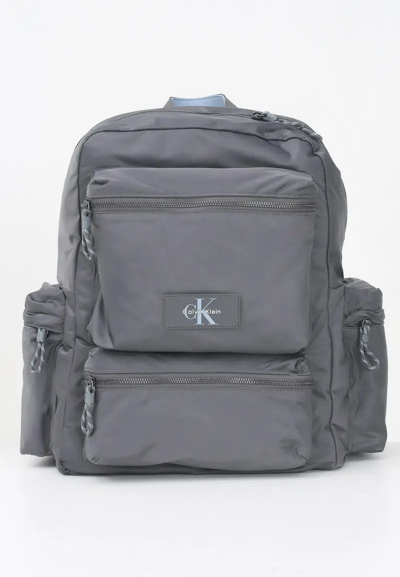 CALVIN KLEIN Zaino grigio da uomo in tessuto tecnico