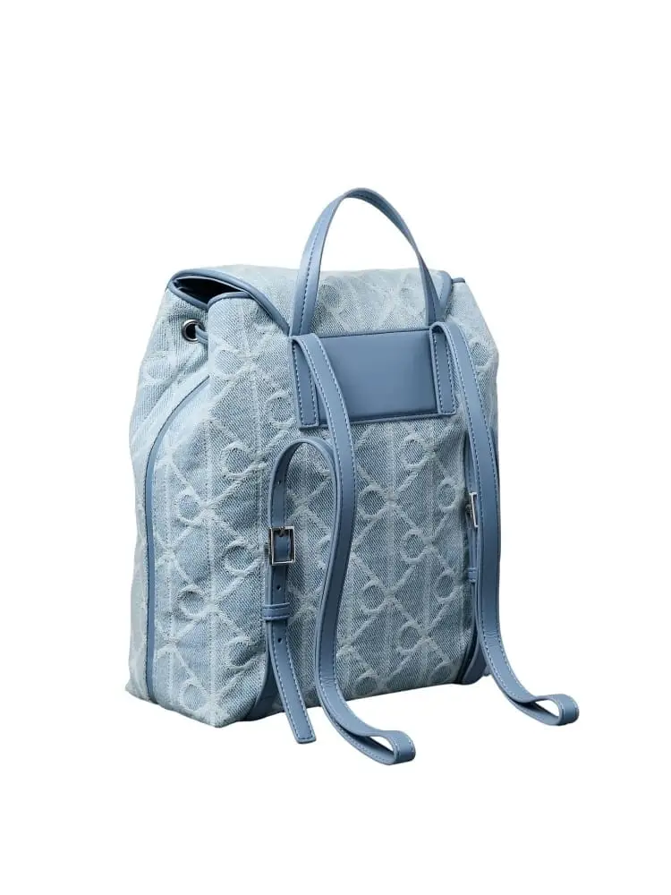 zaino in denim chiaro donna logo all over miniatura 2