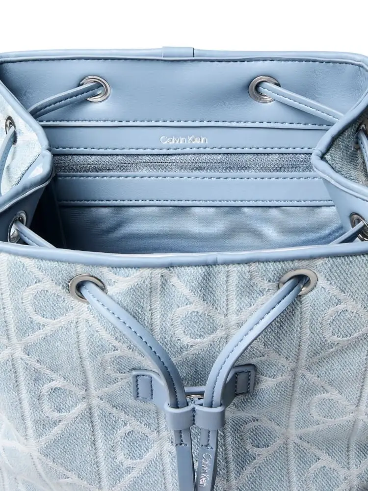 zaino in denim chiaro donna logo all over miniatura 3