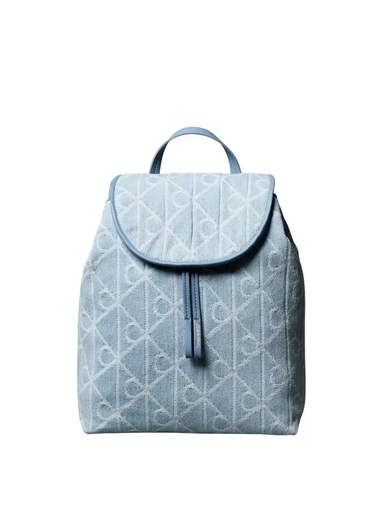 zaino in denim chiaro donna logo all over