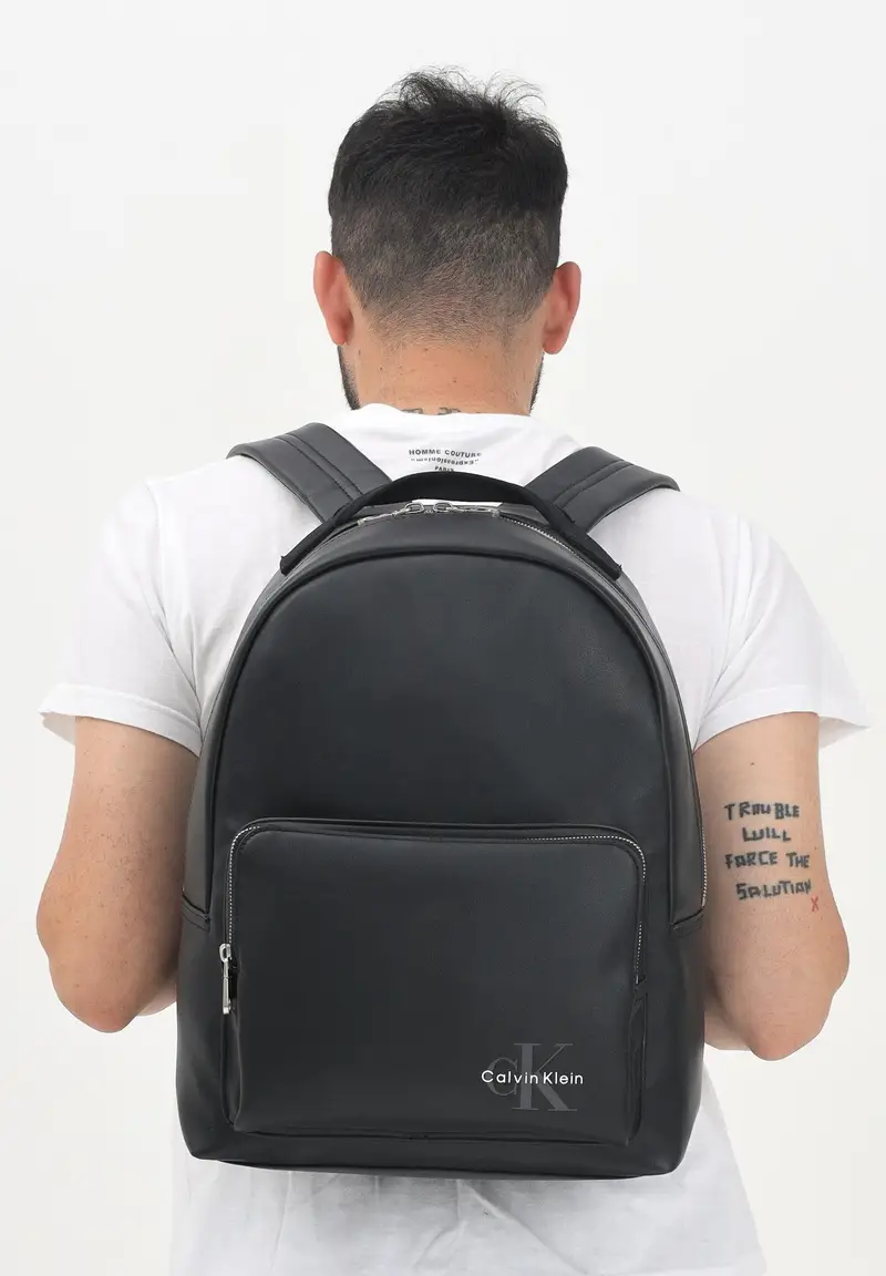CALVIN KLEIN Zaino nero da uomo con logo miniatura 3
