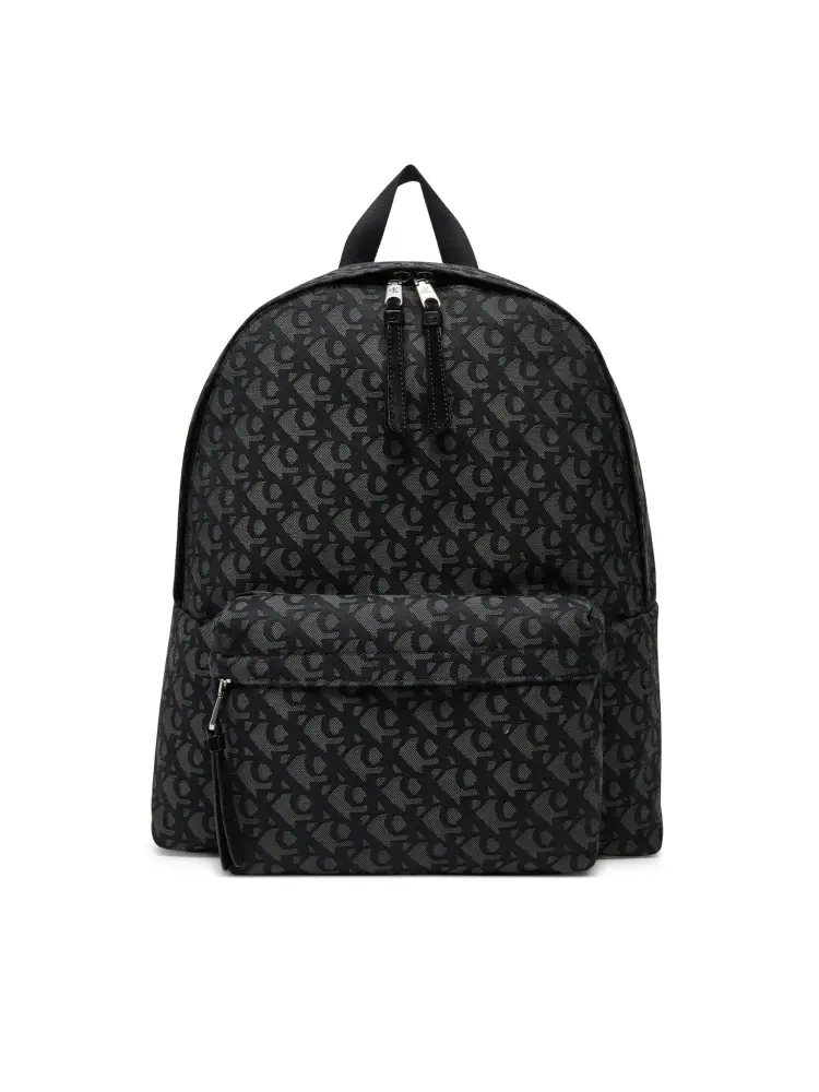 zaino nero uomo in tessuto monogram logo all over