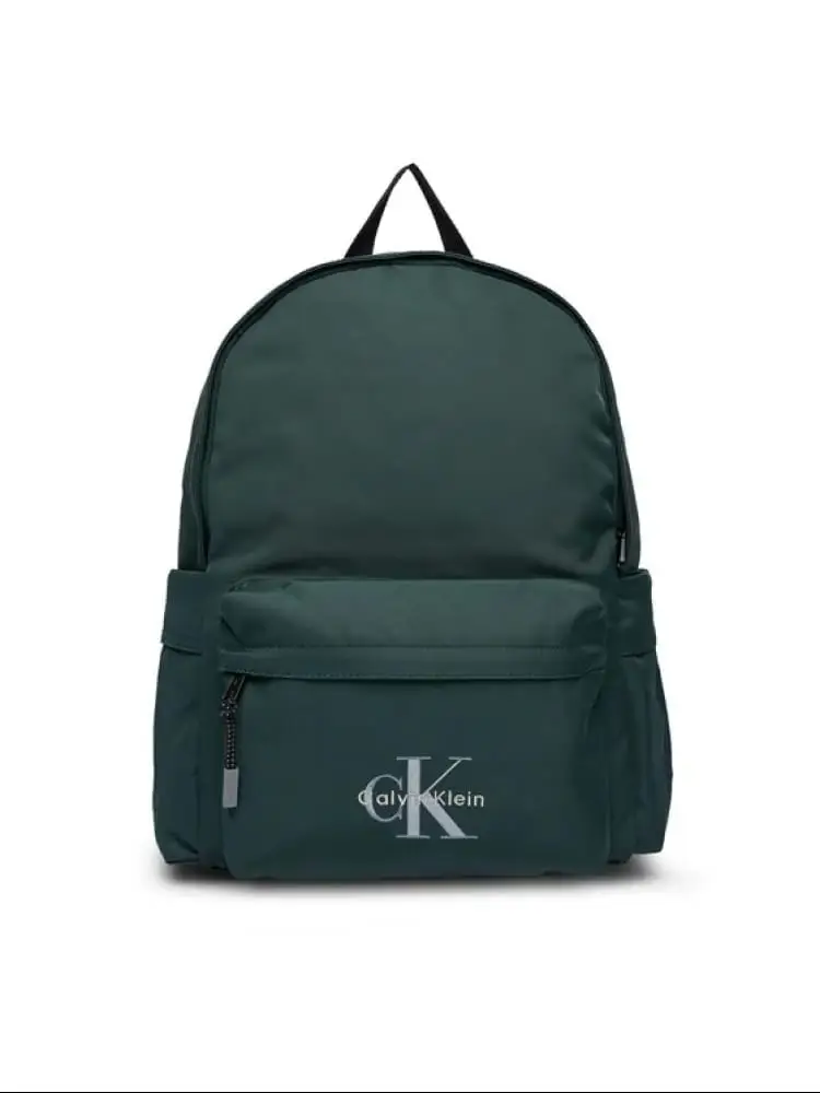 zaino uomo con logo monogramma in nylon verde ottanio